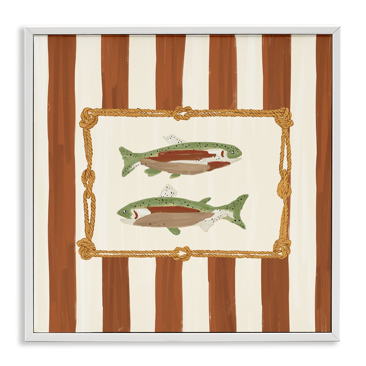 Stupell Industries Gone Fishing on Stripes Framed Giclee, design by Veronica Lara